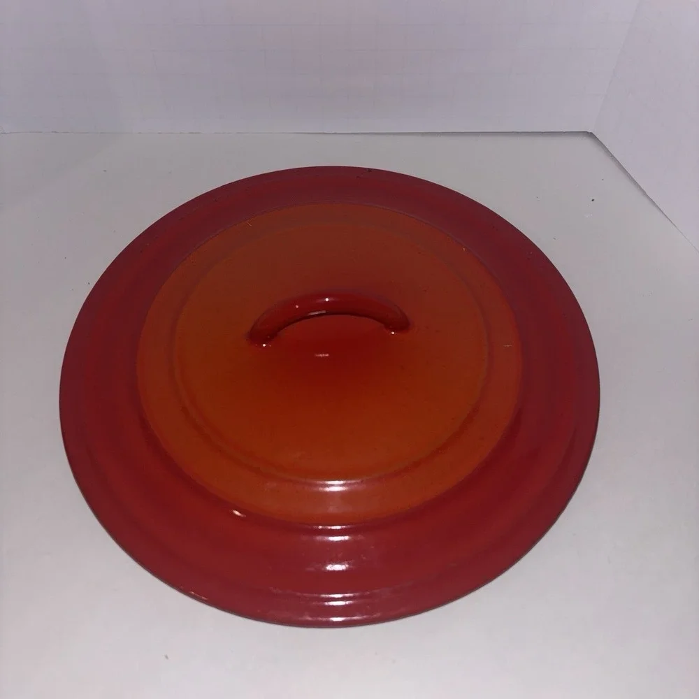 Vintage Cousances Le Creuset 8 Inch Dutch Oven Flame Orange